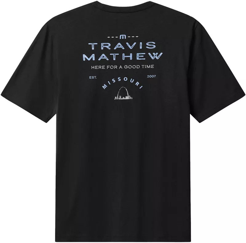 Мужская футболка для гольфа TravisMathew Staggered MO State с графическим рисунком, черный
Мужская футболка для гольфа TravisMathew Staggered MO State с графическим рисунком, черный
