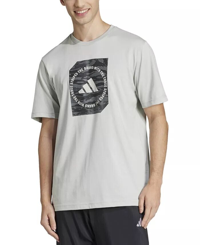 Мужская футболка прямого кроя с камуфляжным логотипом adidas, серый
Мужская футболка прямого кроя с камуфляжным логотипом adidas, серый