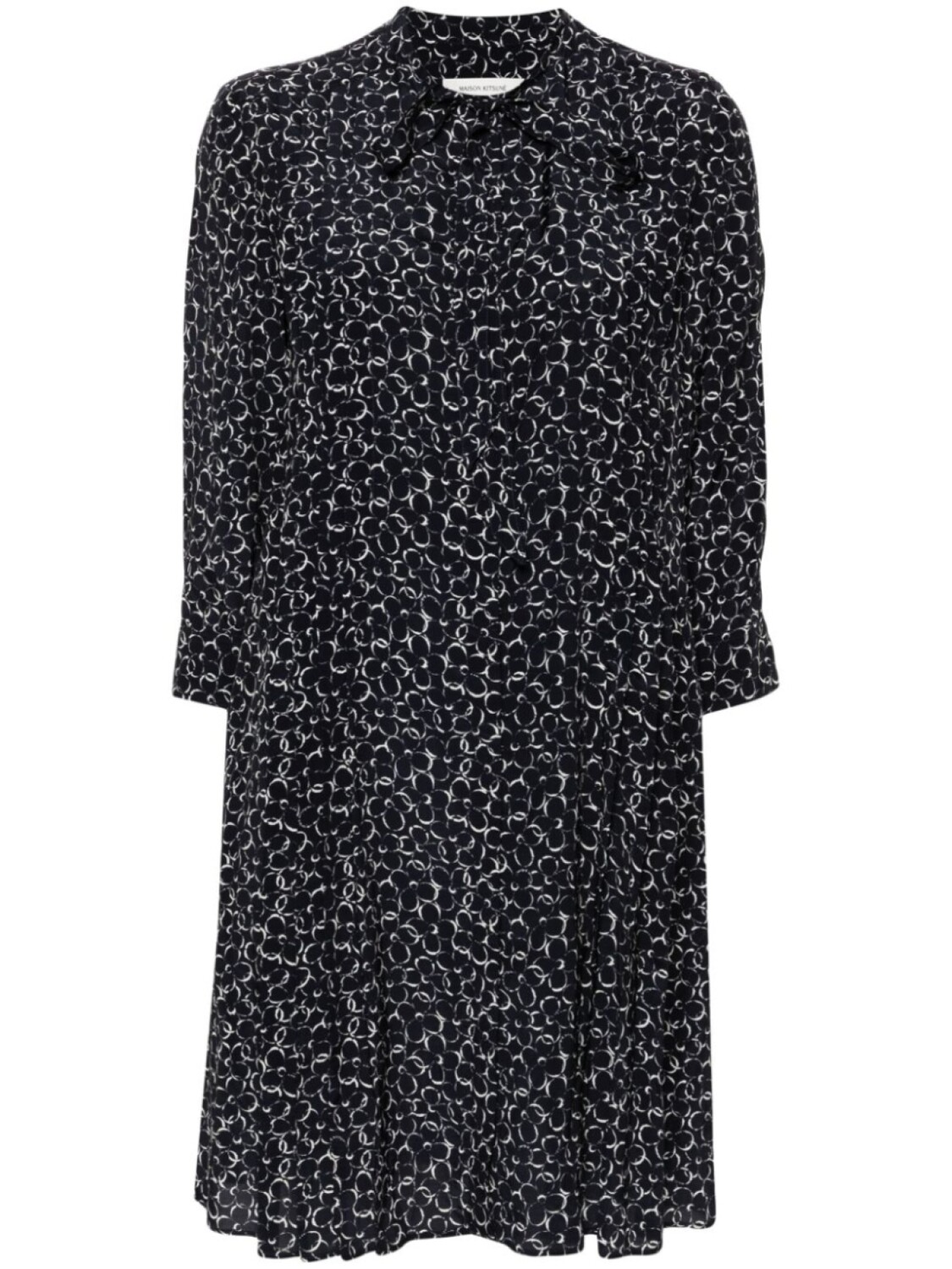 Мини-платье с абстрактным ромашковым принтом Maison Kitsuné, синее 
Мини-платье с абстрактным ромашковым принтом Maison Kitsuné, синее