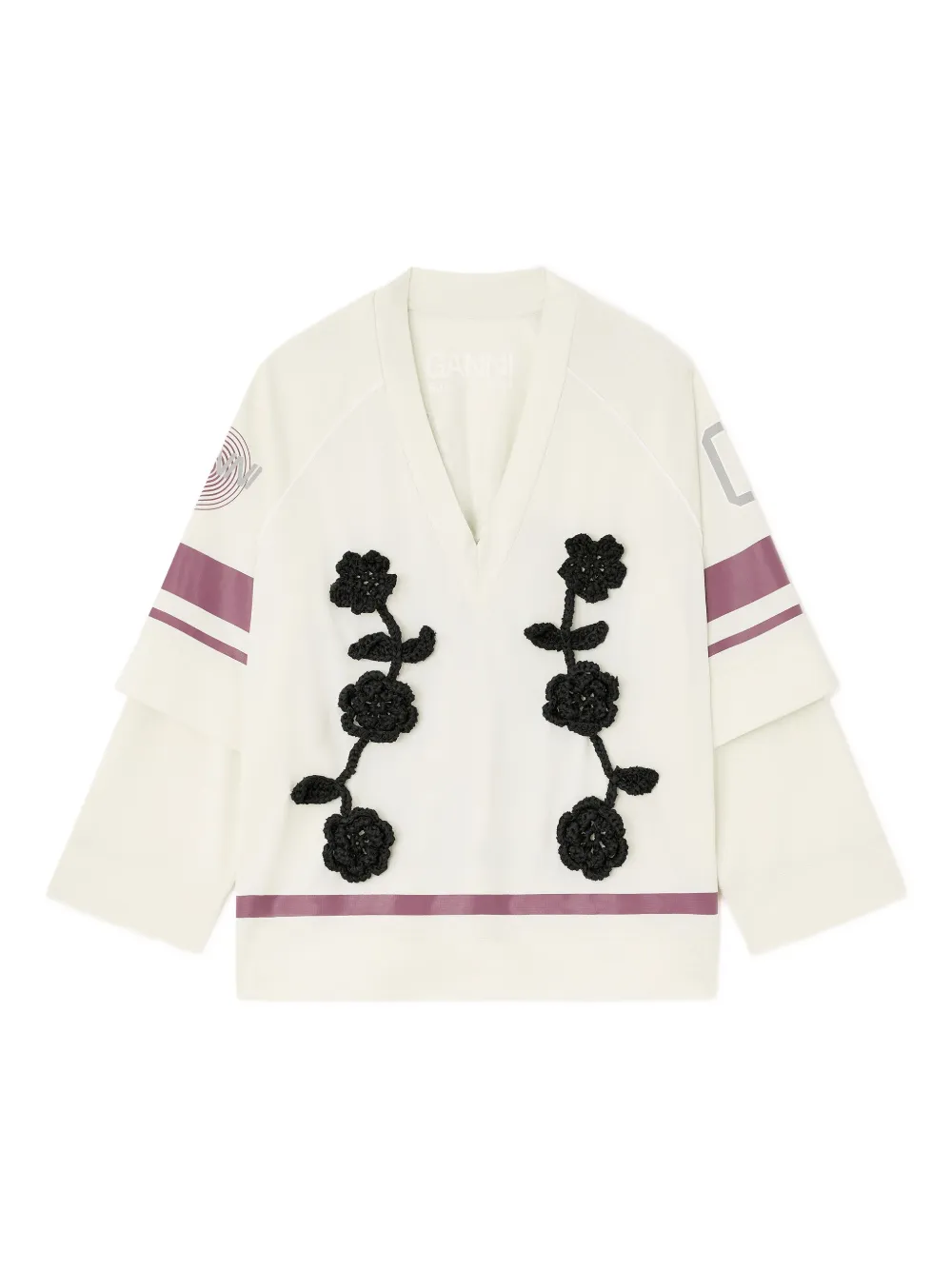 Топ из джерси с цветочным узором GANNI, нейтральный
Топ из джерси с цветочным узором GANNI, нейтральный