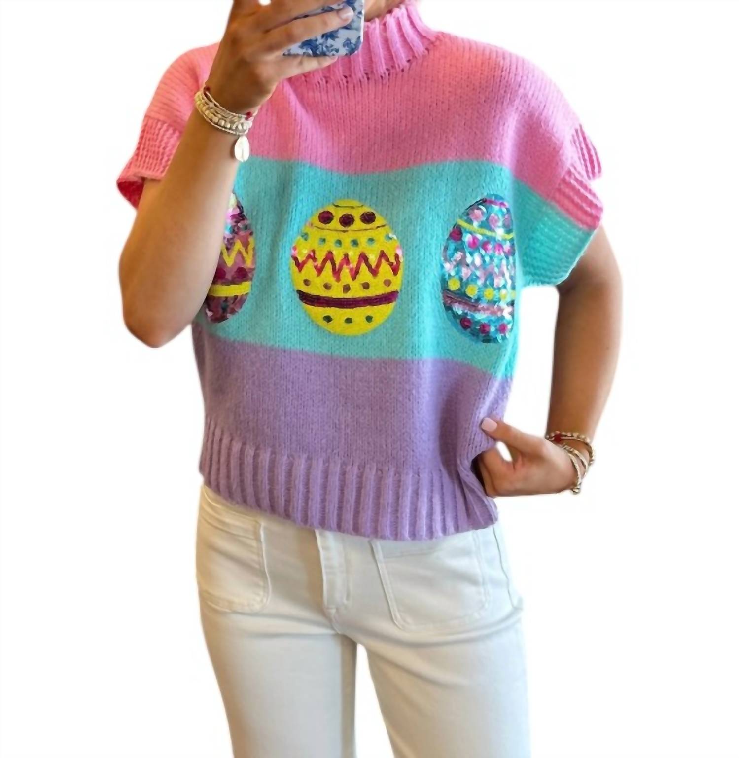 Топ с пайетками "Пасхальное яйцо" в мультиколоре BiBi
Топ с пайетками "Пасхальное яйцо" в мультиколоре BiBi