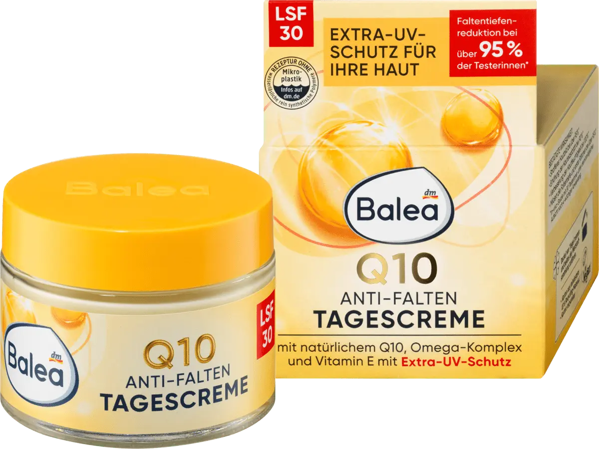 Крем для лица Q10 защитный дневной крем против морщин SPF30 500мл Balea
Крем для лица Q10 защитный дневной крем против морщин SPF30 500мл Balea