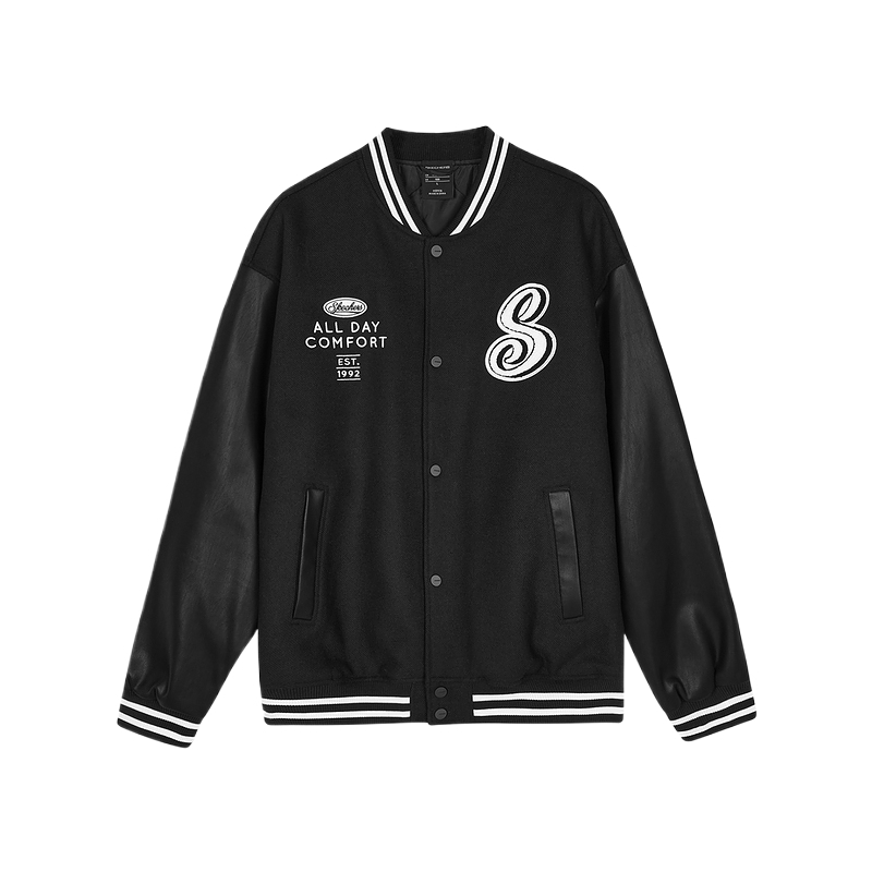 Skechers Яркая бейсбольная куртка унисекс, Carbon Black-0018
Skechers Яркая бейсбольная куртка унисекс, Carbon Black-0018