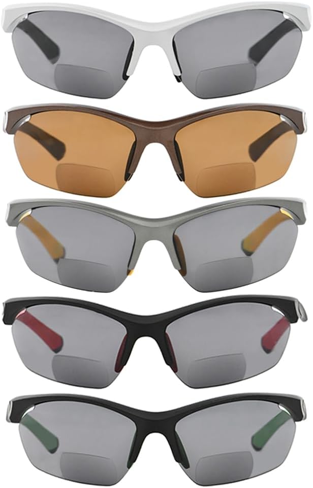 Eyekepper 5-Pack TR90 Спортивные бифокальные солнцезащитные очки для бейсбола, бега, рыбалки, вождения, гольфа, софтбола, походов, полуободковые солнцезащитные очки для чтения +1.00, 5 Pack Mix - Sg902-2
Eyekepper 5-Pack TR90 Спортивные бифокальные солнцезащитные очки для бейсбола, бега, рыбалки, вождения, гольфа, софтбола, походов, полуободковые солнцезащитные очки для чтения +1.00, 5 Pack Mix - Sg902-2