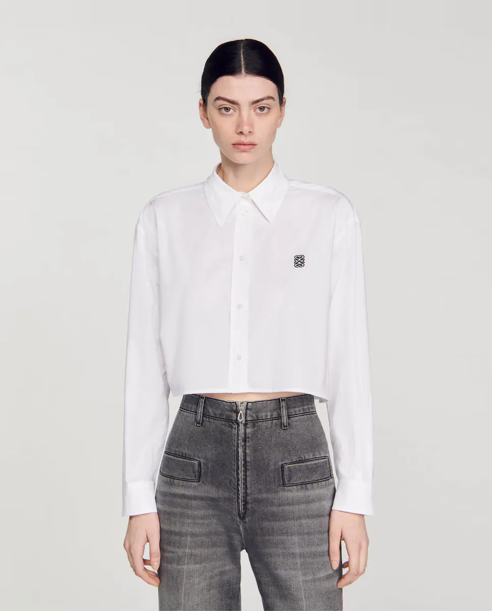 Короткая женская рубашка из поплина Sandro, белый
Короткая женская рубашка из поплина Sandro, белый