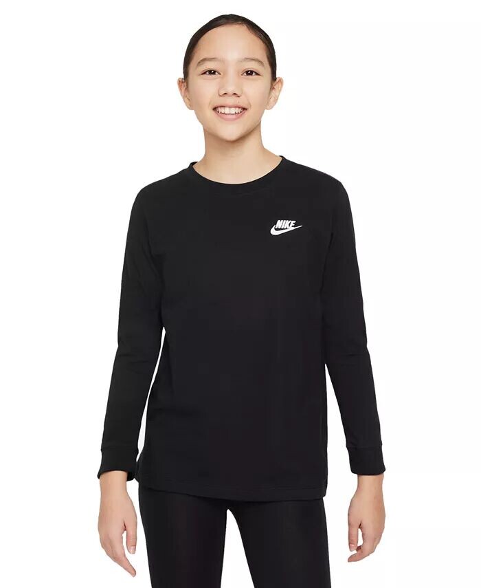 Футболка с длинными рукавами и вышитым логотипом спортивной одежды для больших детей Nike, черный
Футболка с длинными рукавами и вышитым логотипом спортивной одежды для больших детей Nike, черный