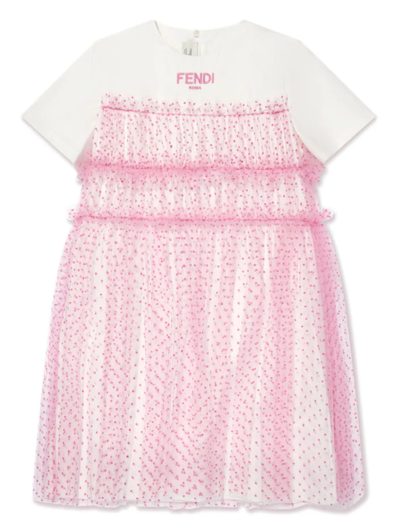 Платье-футболка с вышитым логотипом Fendi Kids, розовый
Платье-футболка с вышитым логотипом Fendi Kids, розовый