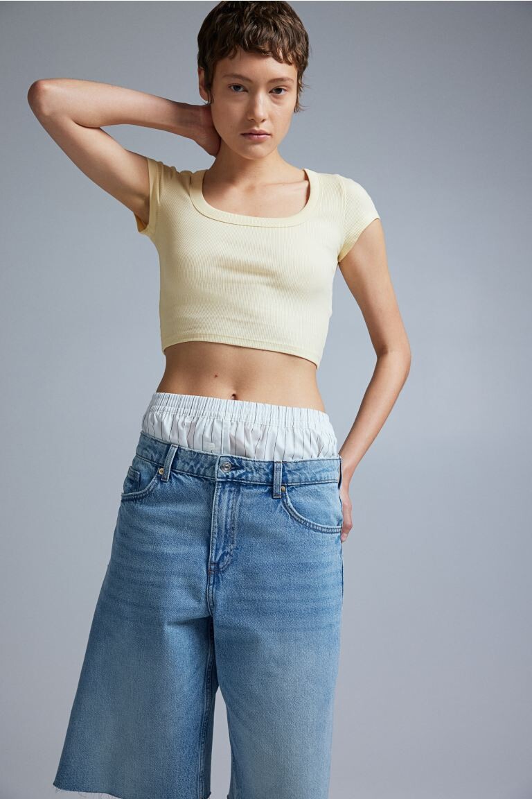 Короткая футболка в рубчик H&M, желтый
Короткая футболка в рубчик H&M, желтый