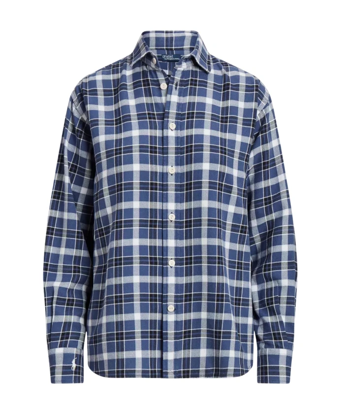 Рубашка свободного кроя из хлопка в клетку Ralph Lauren, синий 
Рубашка свободного кроя из хлопка в клетку Ralph Lauren, синий