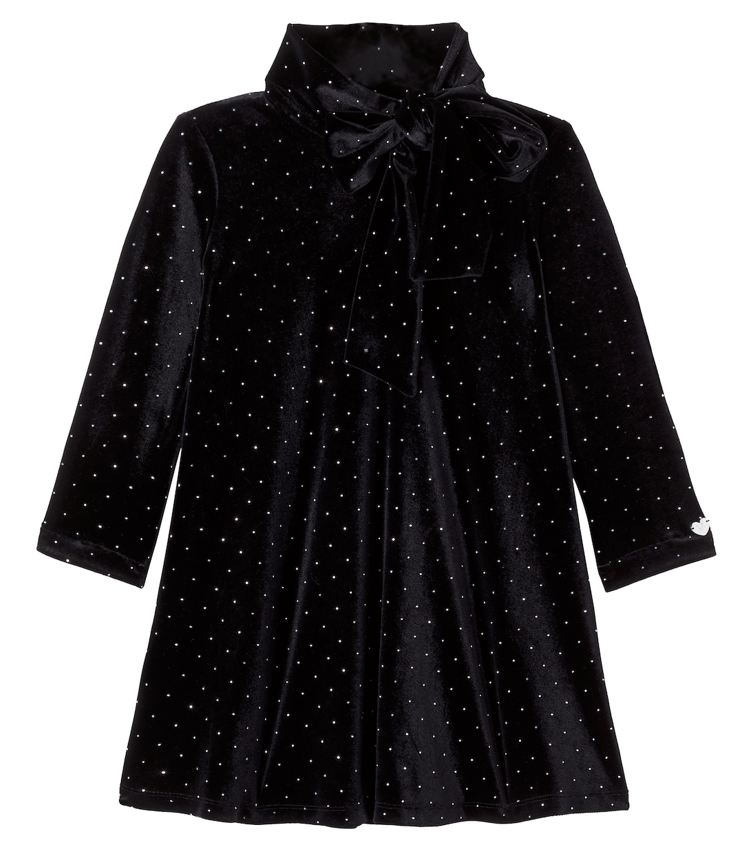 Платье с воротником-галстуком и шипами Monnalisa, черный 
Платье с воротником-галстуком и шипами Monnalisa, черный