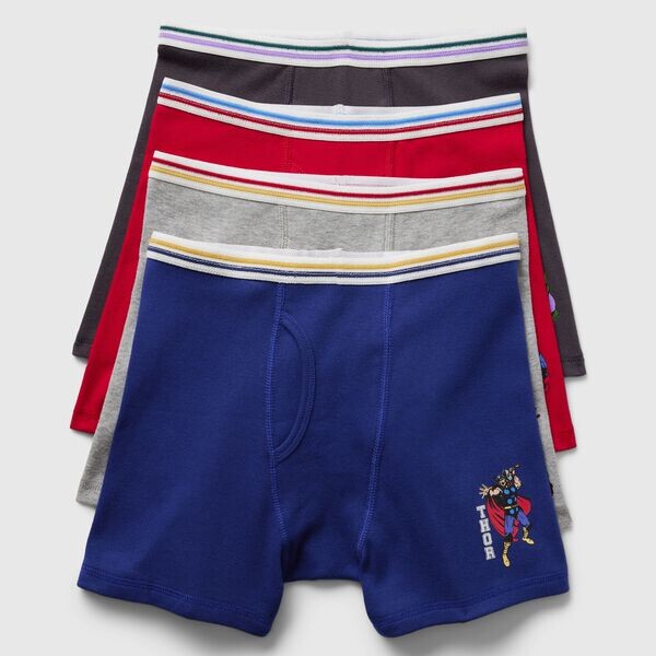 Четыре пары боксерских шорт с принтом «мстители» Gap, синий
Четыре пары боксерских шорт с принтом «мстители» Gap, синий