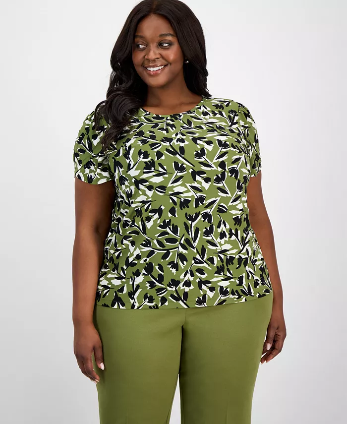 Блузка с принтом и тюльпанообразными рукавами больших размеров AK Anne Klein, зеленый
Блузка с принтом и тюльпанообразными рукавами больших размеров AK Anne Klein, зеленый