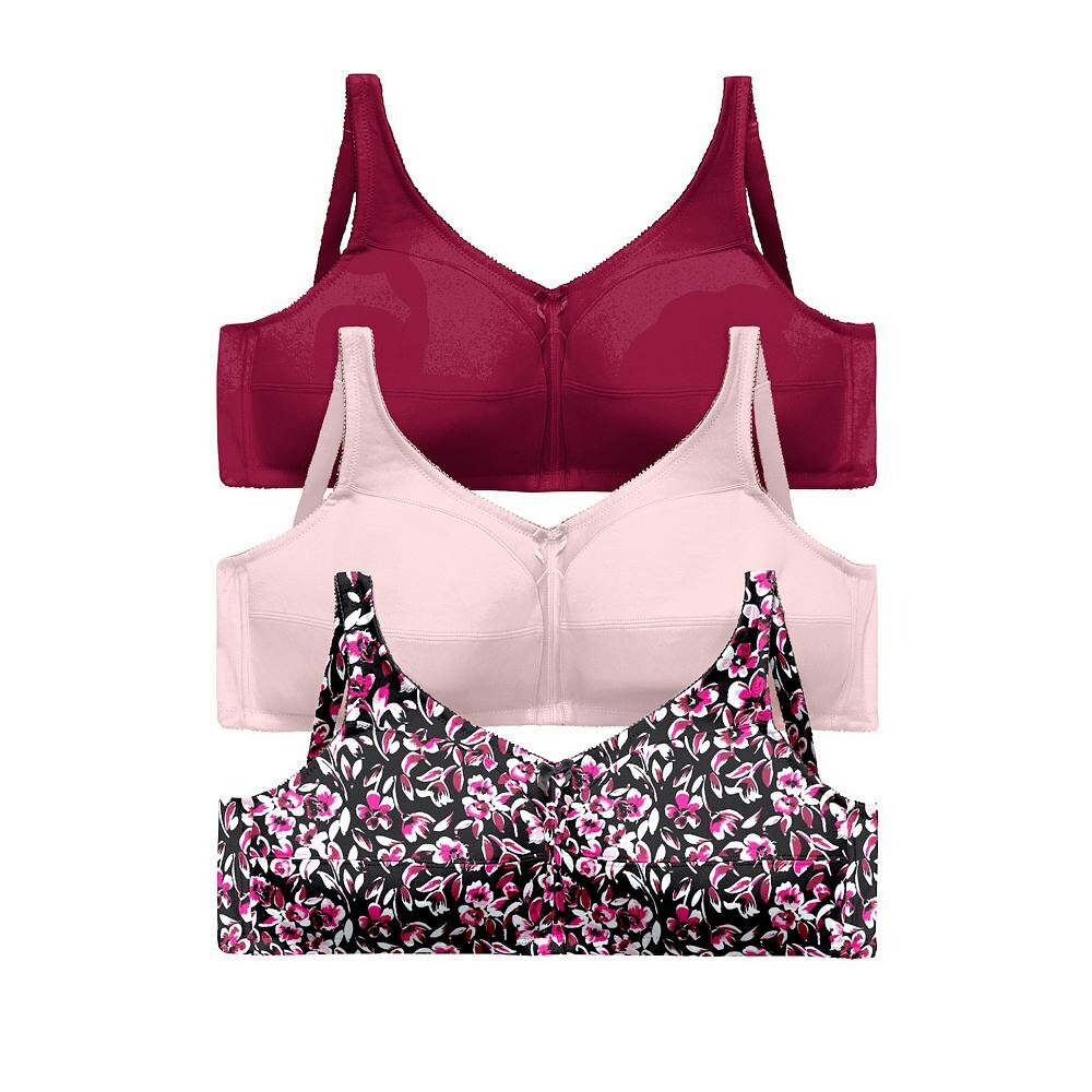 Женский комплект из 3 хлопковых бюстгальтеров с застежкой спереди Comfort Choice больших размеров без косточек, цвет Pomegranate Assorted
Женский комплект из 3 хлопковых бюстгальтеров с застежкой спереди Comfort Choice больших размеров без косточек, цвет Pomegranate Assorted