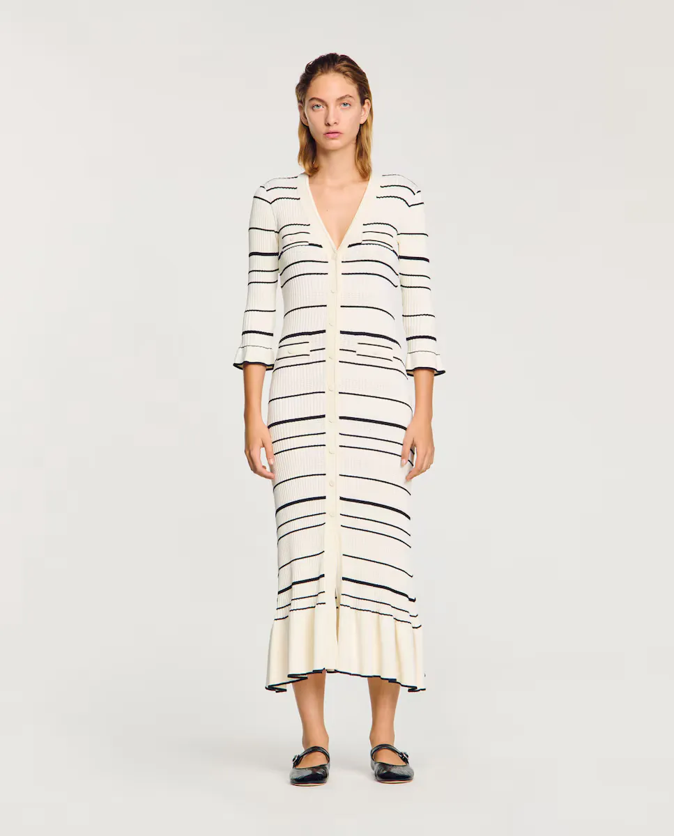 Длинное платье из трикотажа в полоску Sandro, белый
Длинное платье из трикотажа в полоску Sandro, белый