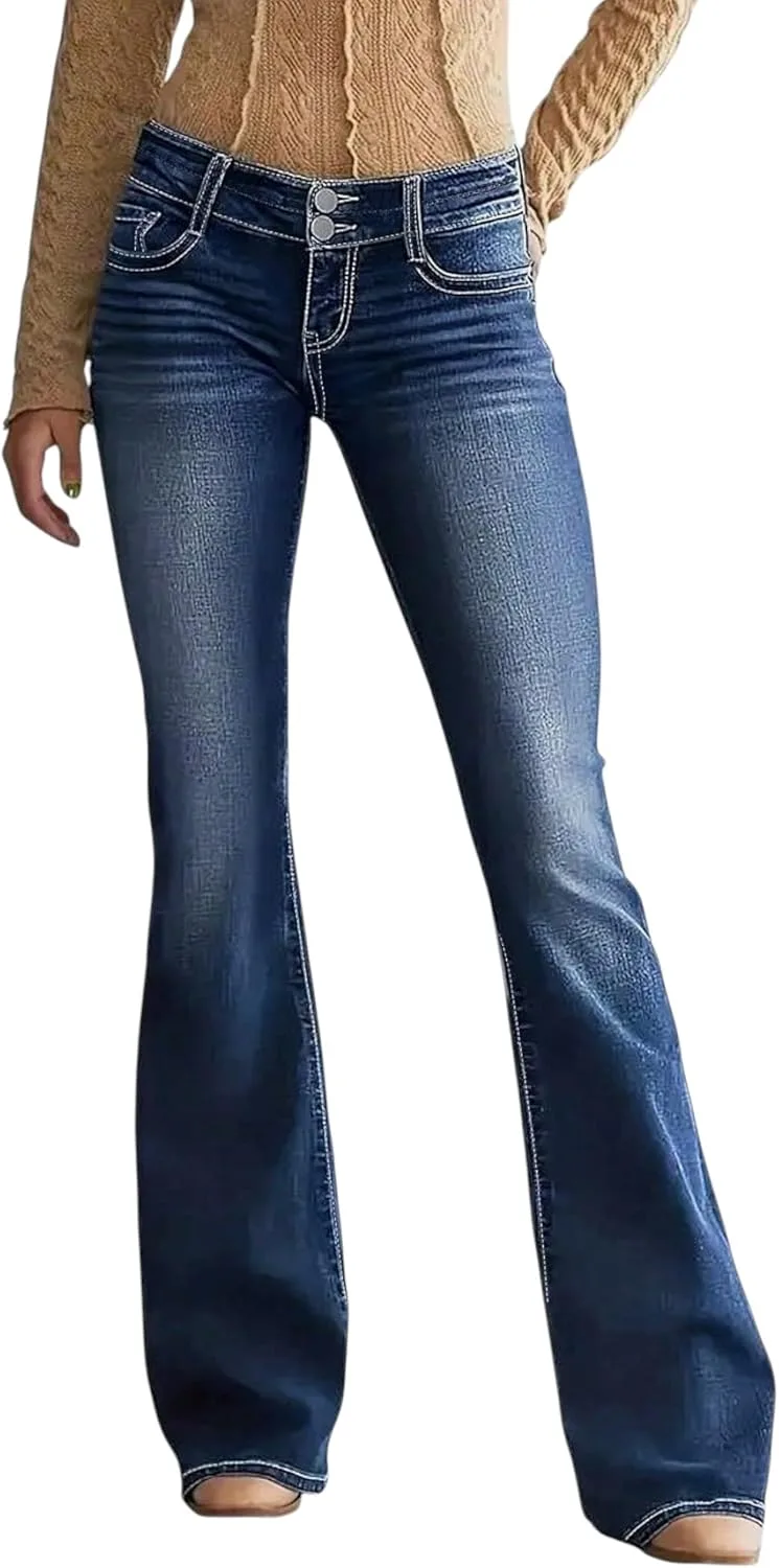 Джинсы Boot Cut для женщин Stretch Mid Waist Wide Leg CFNZER
Джинсы Boot Cut для женщин Stretch Mid Waist Wide Leg CFNZER