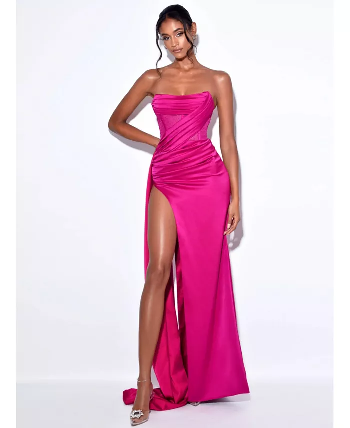Женское атласное платье цвета фуксии с кристаллами и корсетом, с высоким разрезом Miss Circle, розовый
Женское атласное платье цвета фуксии с кристаллами и корсетом, с высоким разрезом Miss Circle, розовый
