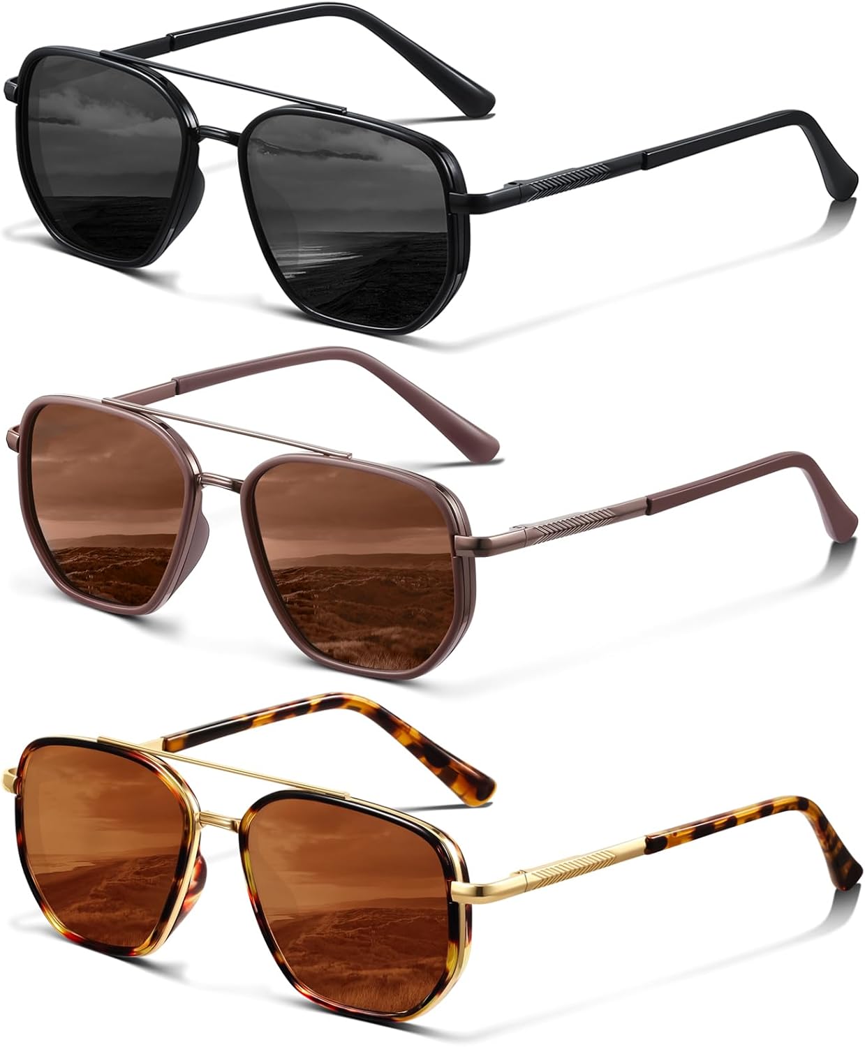 Поляризованные солнцезащитные очки-авиаторы KUGUAOK для женщин и мужчин, модные, с защитой от УФ-излучения, не спутываются, винтажные, стильные, 3pcs-black+leopard Gold+brown
Поляризованные солнцезащитные очки-авиаторы KUGUAOK для женщин и мужчин, модные, с защитой от УФ-излучения, не спутываются, винтажные, стильные, 3pcs-black+leopard Gold+brown