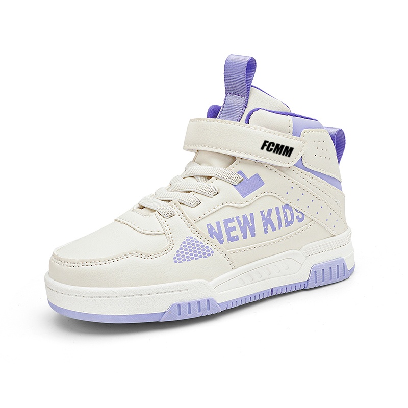 Противоскользящие износостойкие высокие повседневные кроссовки для детей FCMM, бежевый/фиолетовый 
Противоскользящие износостойкие высокие повседневные кроссовки для детей FCMM, бежевый/фиолетовый
