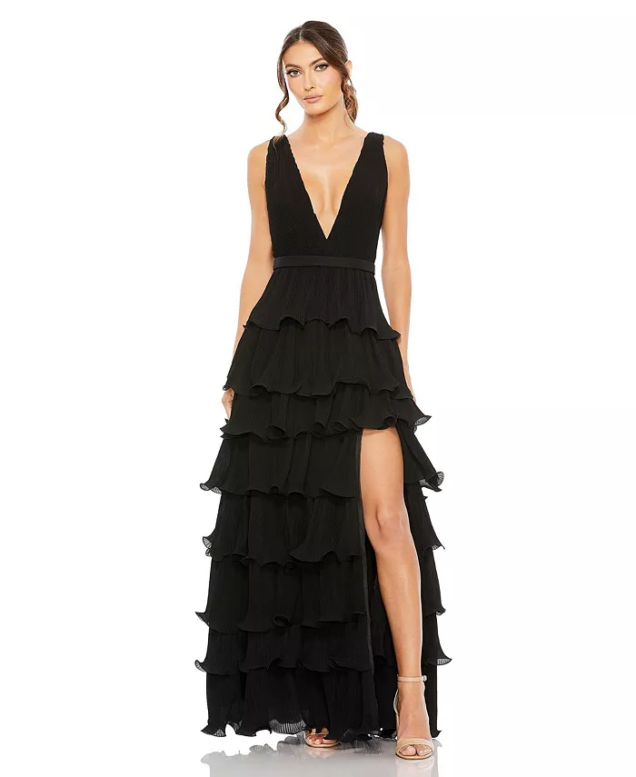 Женское платье без рукавов с рюшами и многоярусным вырезом V-образной формы Mac Duggal, черный
Женское платье без рукавов с рюшами и многоярусным вырезом V-образной формы Mac Duggal, черный