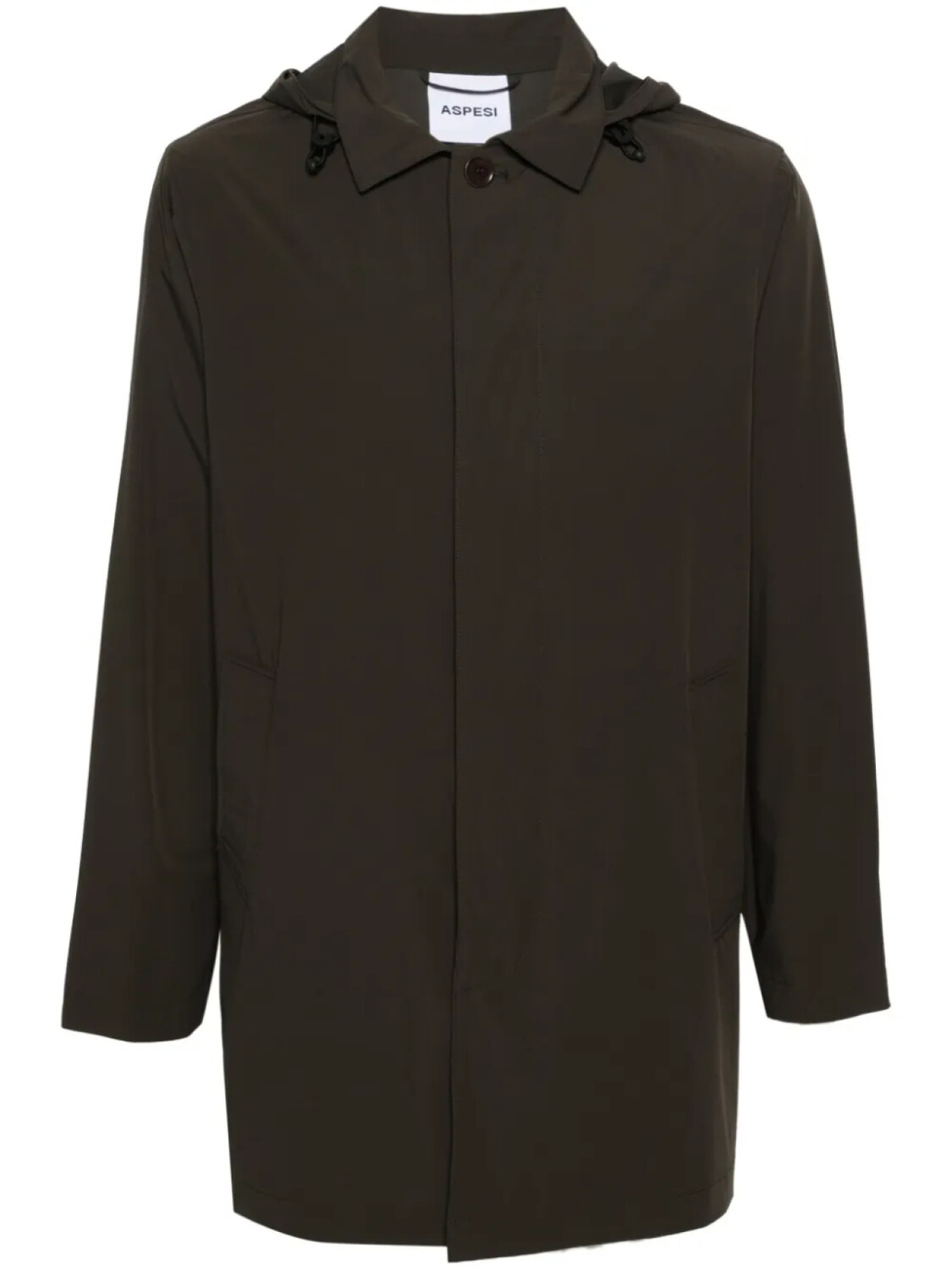 ASPESI однобортный плащ с капюшоном, зеленый
ASPESI однобортный плащ с капюшоном, зеленый