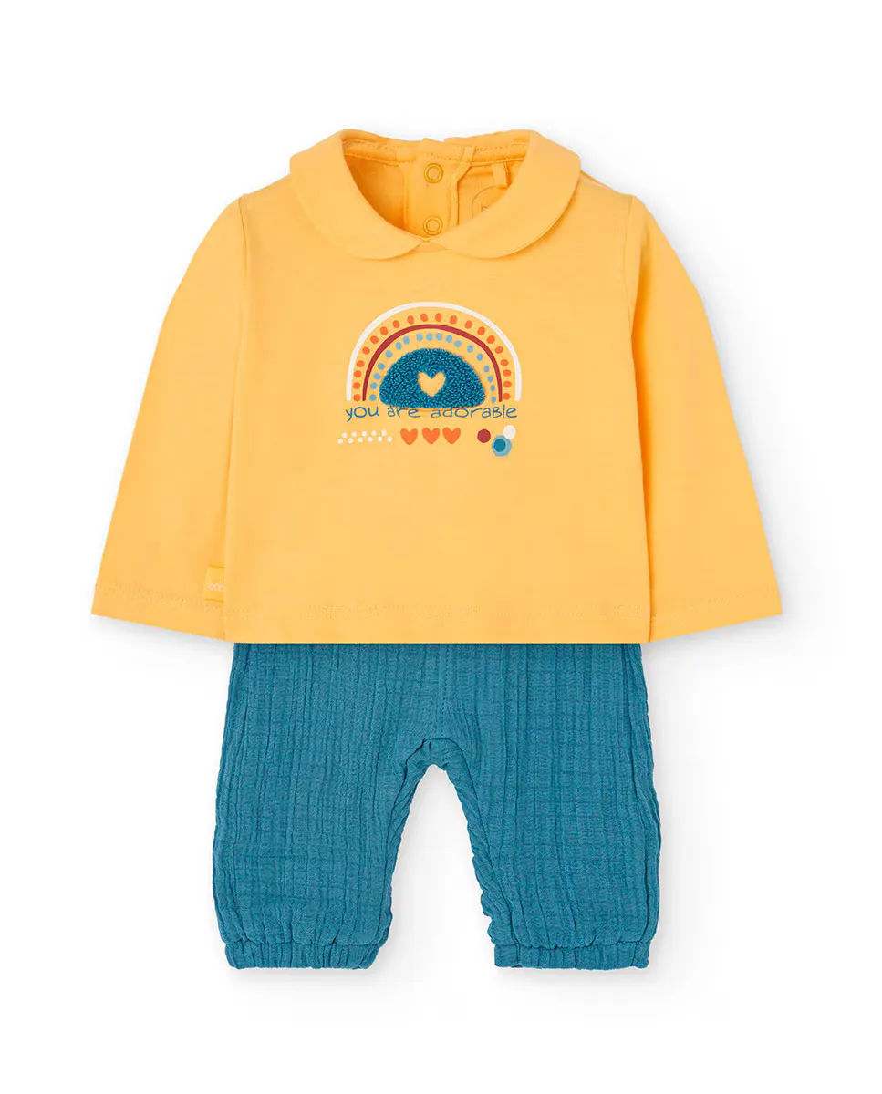 Детский комплект для девочки: рубашка с воротником и брюки Boboli, горчичный
Детский комплект для девочки: рубашка с воротником и брюки Boboli, горчичный