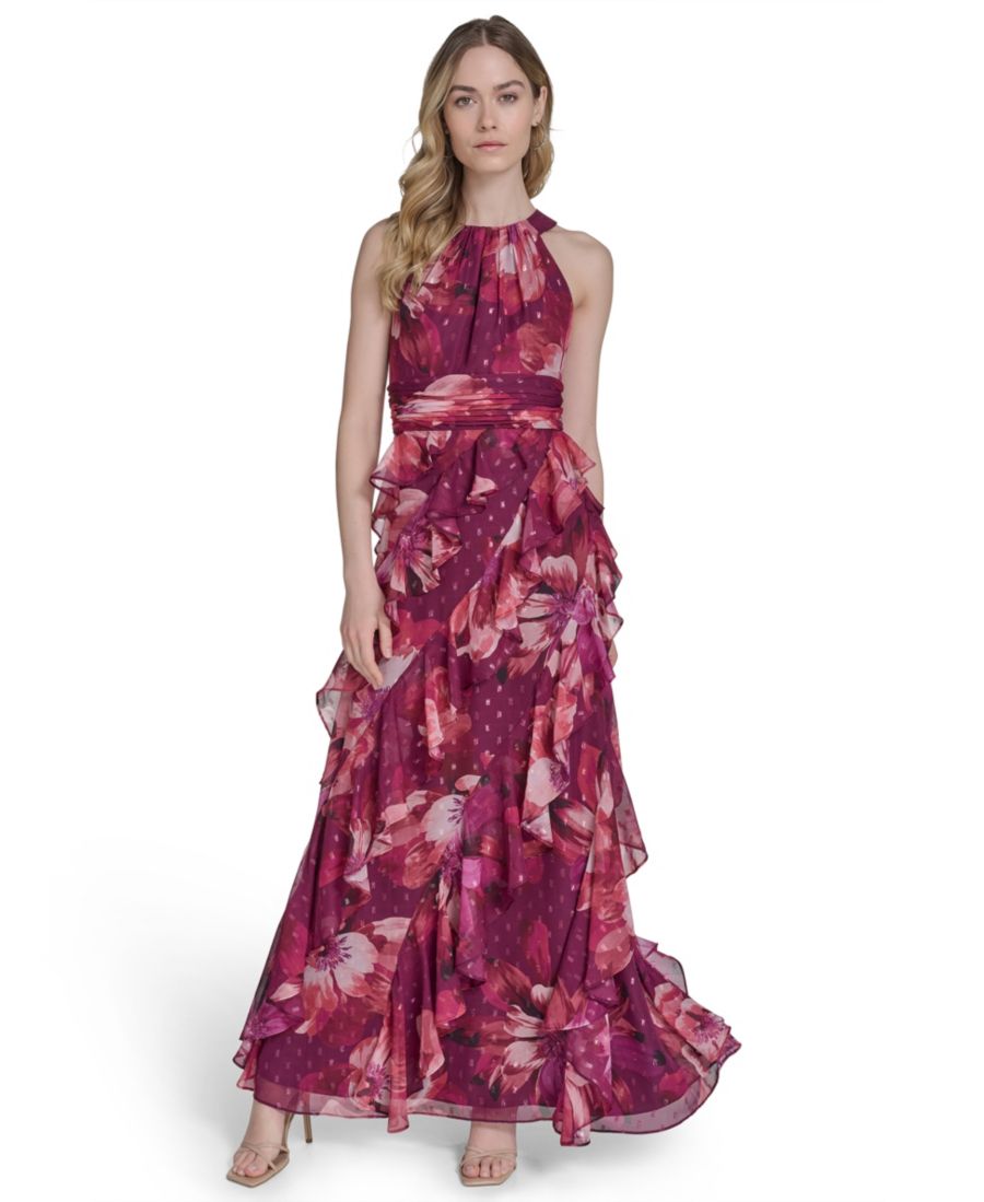 Укороченное платье из шифона с принтом, оборками на юбке и бретелькой через шею Eliza J, Burgundy
Укороченное платье из шифона с принтом, оборками на юбке и бретелькой через шею Eliza J, Burgundy