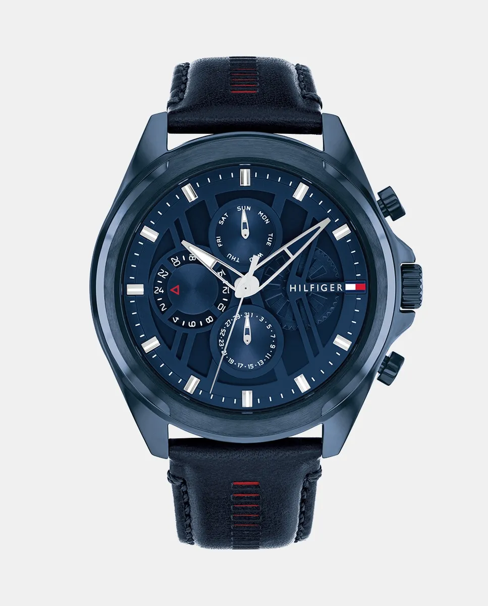 Jax 1710655 Многофункциональные мужские часы из синей кожи Tommy Hilfiger, синий 
Jax 1710655 Многофункциональные мужские часы из синей кожи Tommy Hilfiger, синий