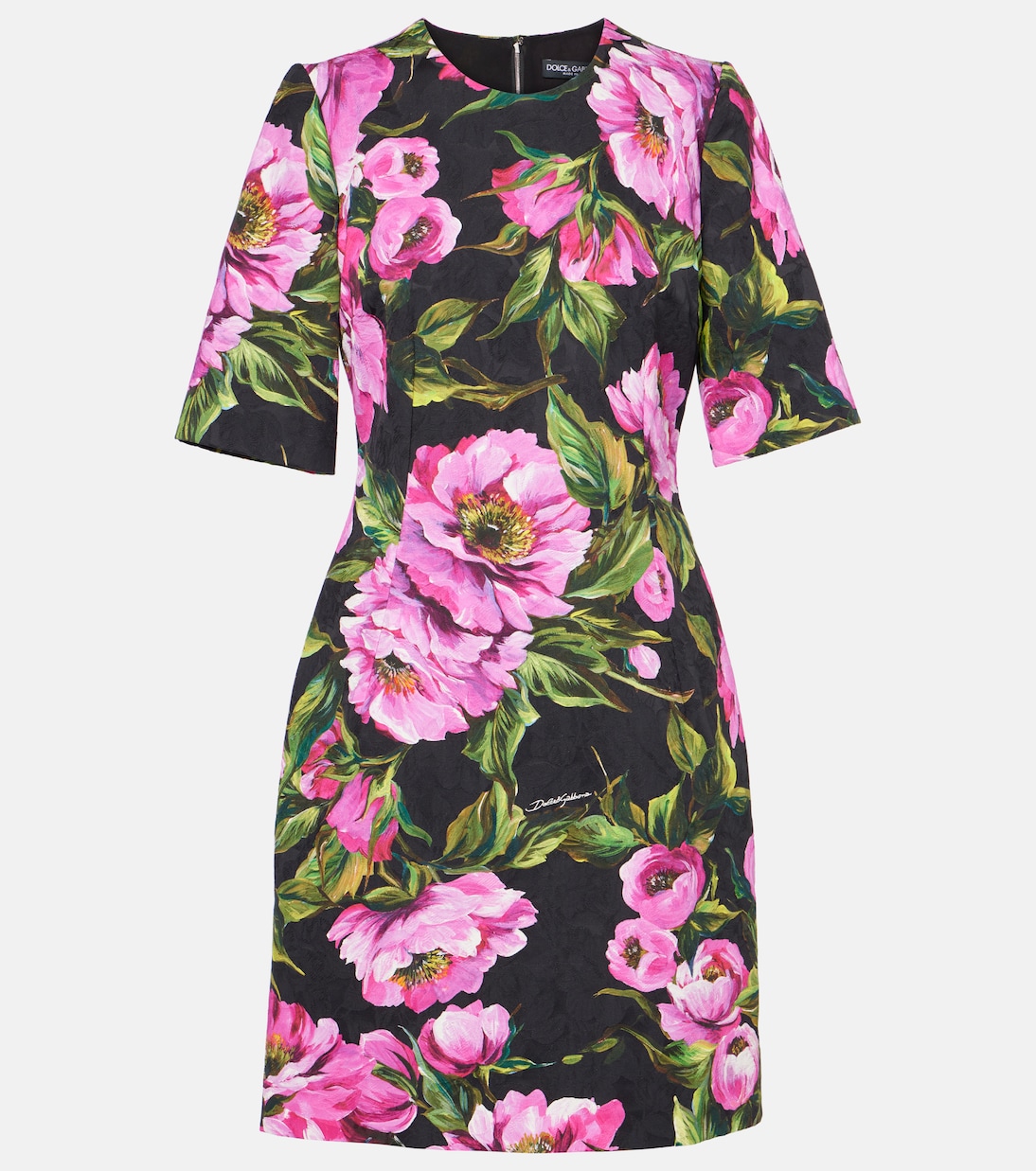 Мини-платье из хлопкового жаккарда с цветочным принтом Dolce&Gabbana, Peonie Fuxia F. Nero
Мини-платье из хлопкового жаккарда с цветочным принтом Dolce&Gabbana, Peonie Fuxia F. Nero