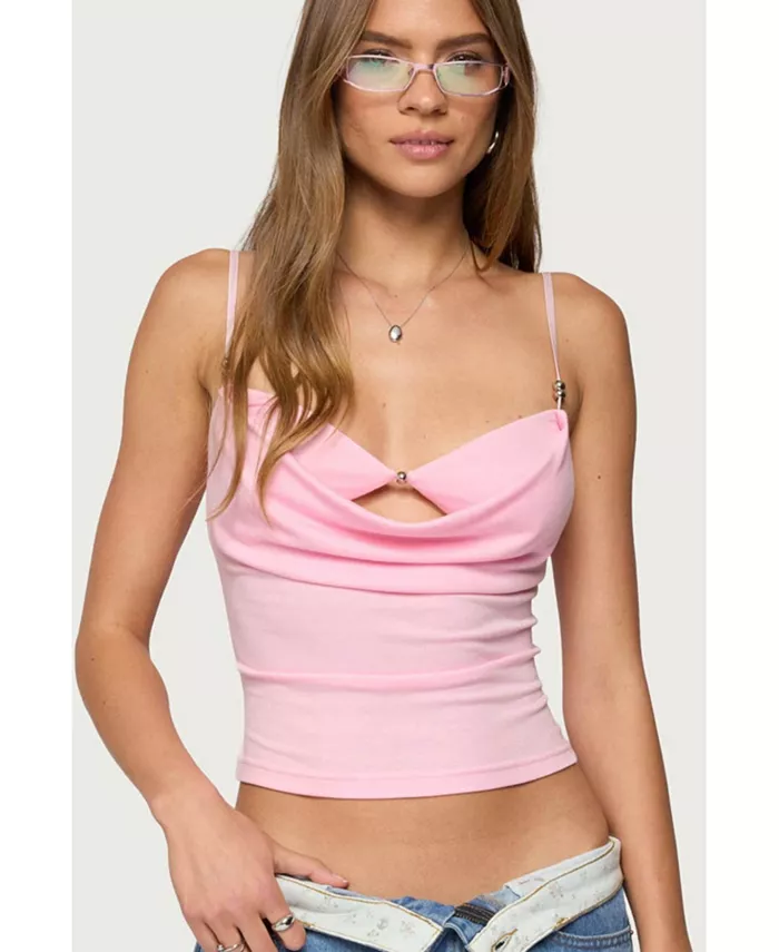 Женский топ с многослойным бра и воротником-хомутом Edikted, розовый 
Женский топ с многослойным бра и воротником-хомутом Edikted, розовый