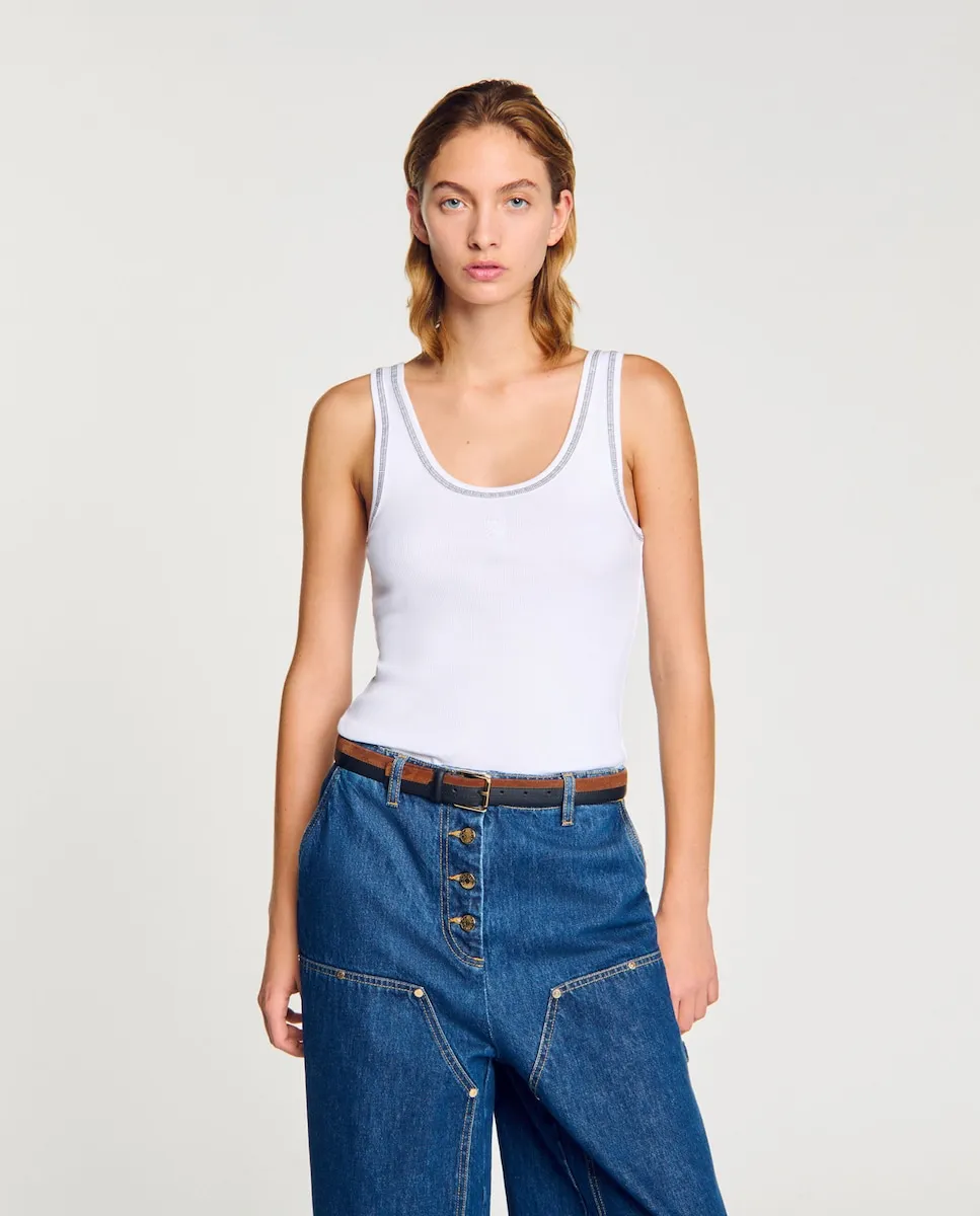 Женская майка в рубчик Sandro, белый
Женская майка в рубчик Sandro, белый