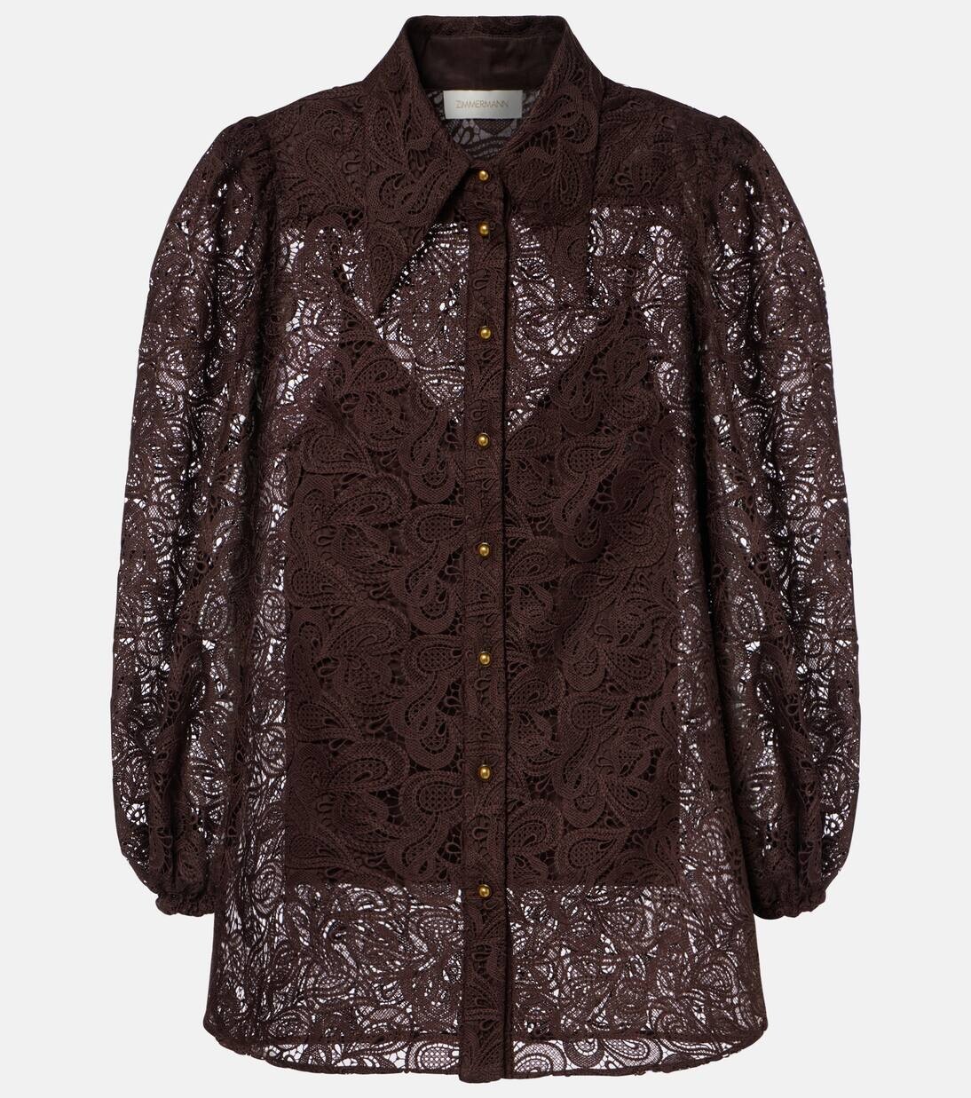 Кружевная рубашка Zimmermann, коричневый
Кружевная рубашка Zimmermann, коричневый