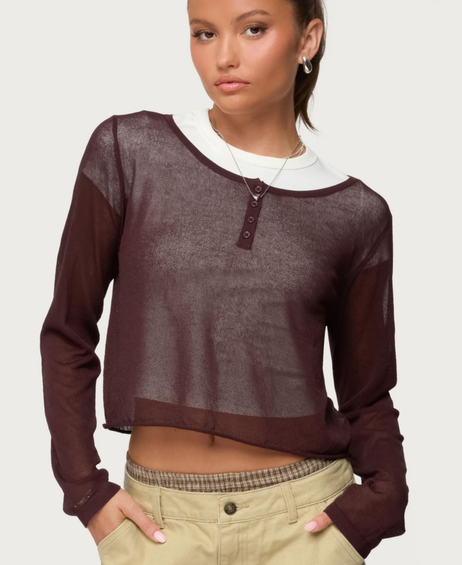 Женская прозрачная вязаная футболка-поло Kilian Edikted, Brown
Женская прозрачная вязаная футболка-поло Kilian Edikted, Brown