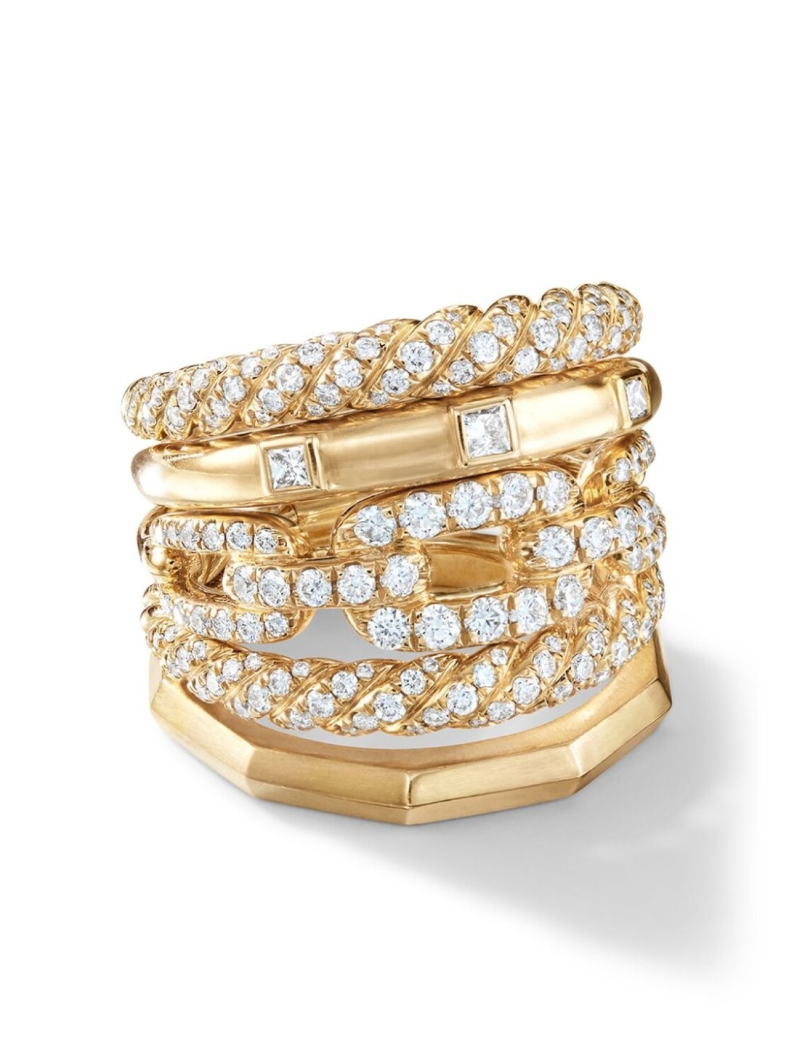 Кольцо Stax из 18-каратного желтого золота с пятью рядами бриллиантов David Yurman, золотой
Кольцо Stax из 18-каратного желтого золота с пятью рядами бриллиантов David Yurman, золотой