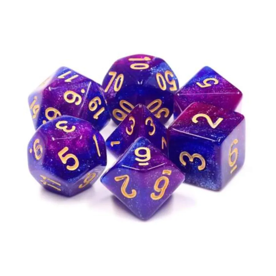 Набор Poly — Тысяча звезд с золотом (7), Dice Sets - Resin/Acrylic - Blue, Green, & Purple (Foam Brain Games)
Набор Poly — Тысяча звезд с золотом (7), Dice Sets - Resin/Acrylic - Blue, Green, & Purple (Foam Brain Games)