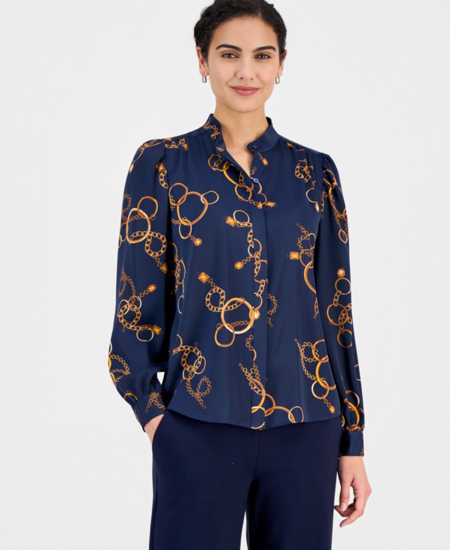 Женская блузка с принтом и пуговицами спереди T Tahari, Golden Bracelet Print Navy
Женская блузка с принтом и пуговицами спереди T Tahari, Golden Bracelet Print Navy