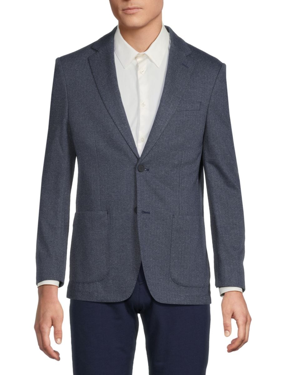 Приталенный блейзер с узором ёлочка Calvin Klein, синий
Приталенный блейзер с узором ёлочка Calvin Klein, синий