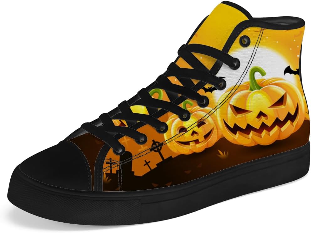 Мужские и женские высокие кеды из холста с тыквенным рисунком, высокие кроссовки на шнуровке, повседневная обувь Chebing, желтый
Мужские и женские высокие кеды из холста с тыквенным рисунком, высокие кроссовки на шнуровке, повседневная обувь Chebing, желтый