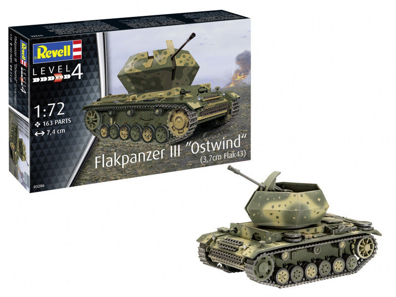 Revell, Flakpanzer III Ostwind 3,7cm Flak 43 (GXP-714532), пластиковая модель
Revell, Flakpanzer III Ostwind 3,7cm Flak 43 (GXP-714532), пластиковая модель