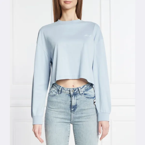 Укороченная толстовка Signature Karl Lagerfeld, синий 
Укороченная толстовка Signature Karl Lagerfeld, синий