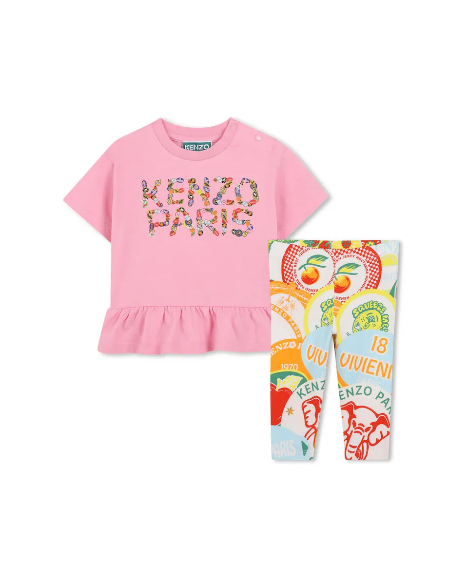 Комплект для девочки из футболки с рюшами и леггина с принтом Kenzo Kids, цвет Rosa
Комплект для девочки из футболки с рюшами и леггина с принтом Kenzo Kids, цвет Rosa