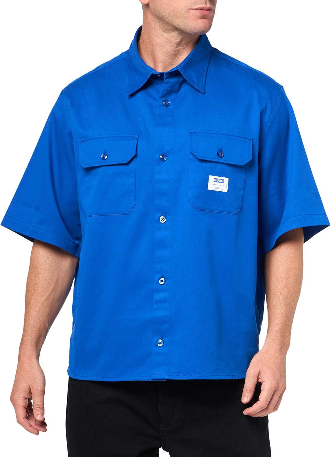 Мужская хлопковая рубашка с коротким рукавом и карманом на груди HUGO, Blue
Мужская хлопковая рубашка с коротким рукавом и карманом на груди HUGO, Blue