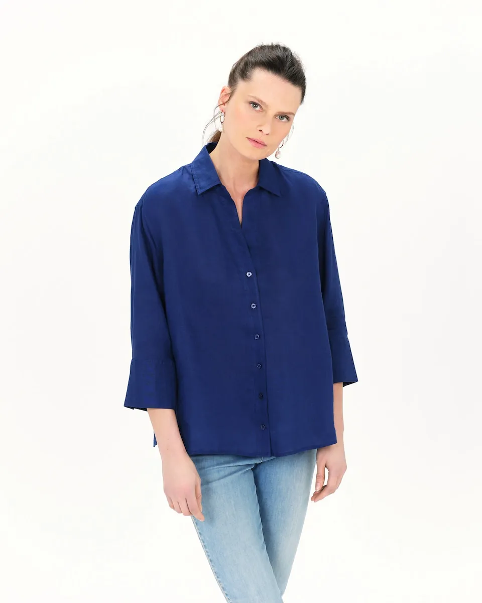 Женская рубашка с французскими рукавами из 100% льна Caroll, тёмно-синий
Женская рубашка с французскими рукавами из 100% льна Caroll, тёмно-синий