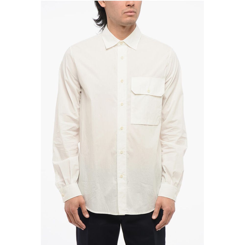 Однотонная рубашка из хлопка и нейлона с нагрудным карманом Ten C, White
Однотонная рубашка из хлопка и нейлона с нагрудным карманом Ten C, White