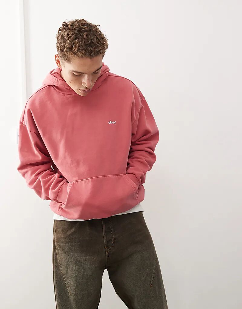 Толстовка с капюшоном с красными буквами Obey 
Толстовка с капюшоном с красными буквами Obey