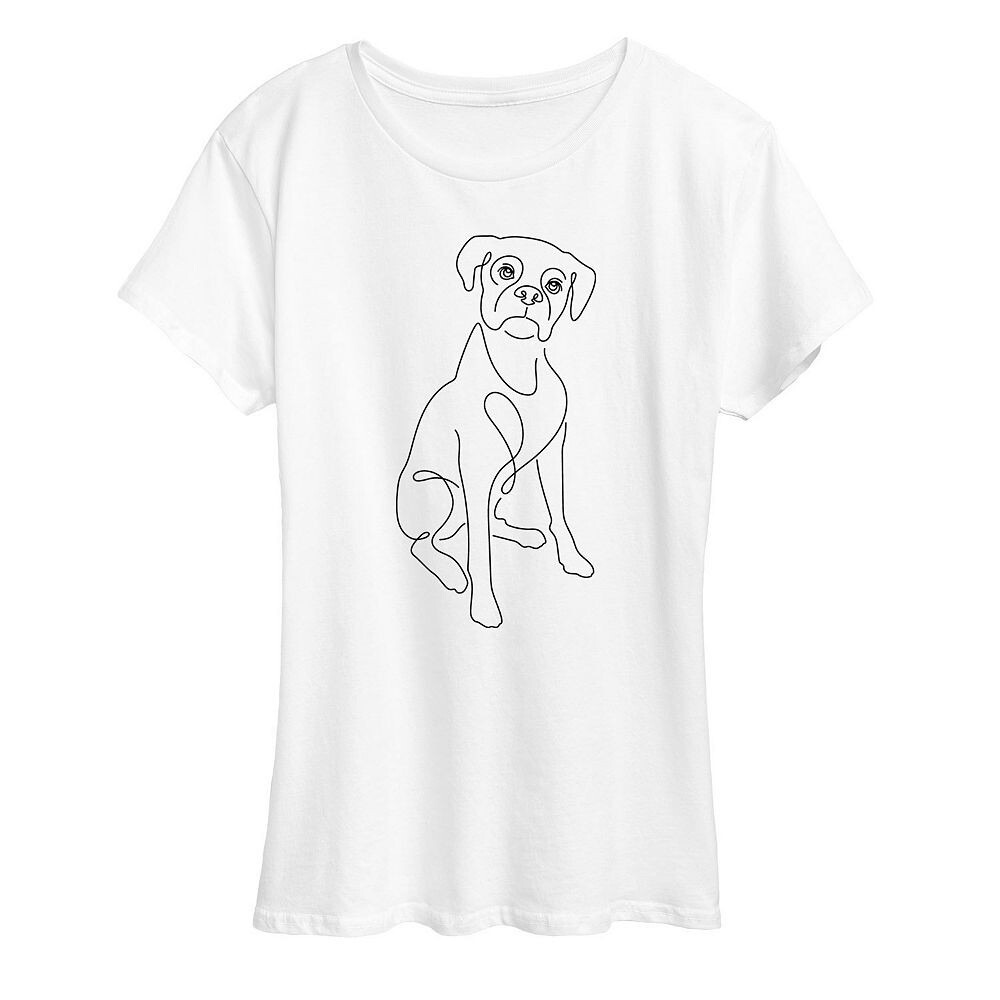 Женская простая футболка с изображением собаки и рисунком линий, белый
Женская простая футболка с изображением собаки и рисунком линий, белый