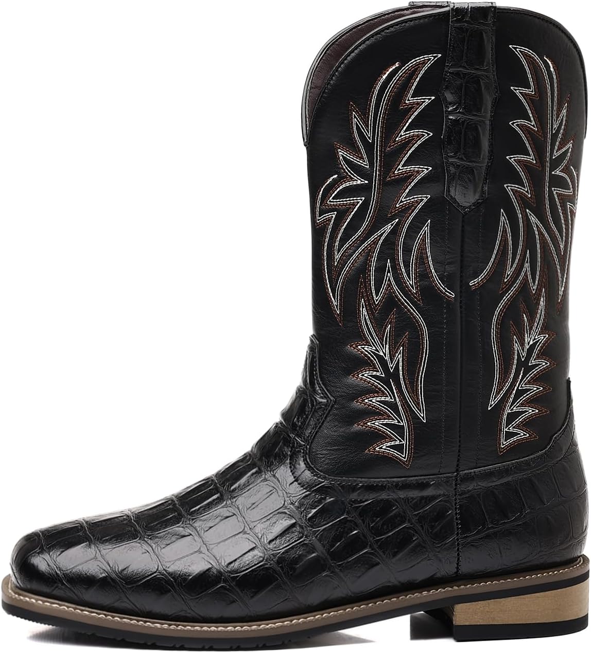 Мужские вестерн-сапоги Abborora с принтом крокодила, классической вышивкой, средние сапоги до середины голени с широким квадратным носком, черный
Мужские вестерн-сапоги Abborora с принтом крокодила, классической вышивкой, средние сапоги до середины голени с широким квадратным носком, черный