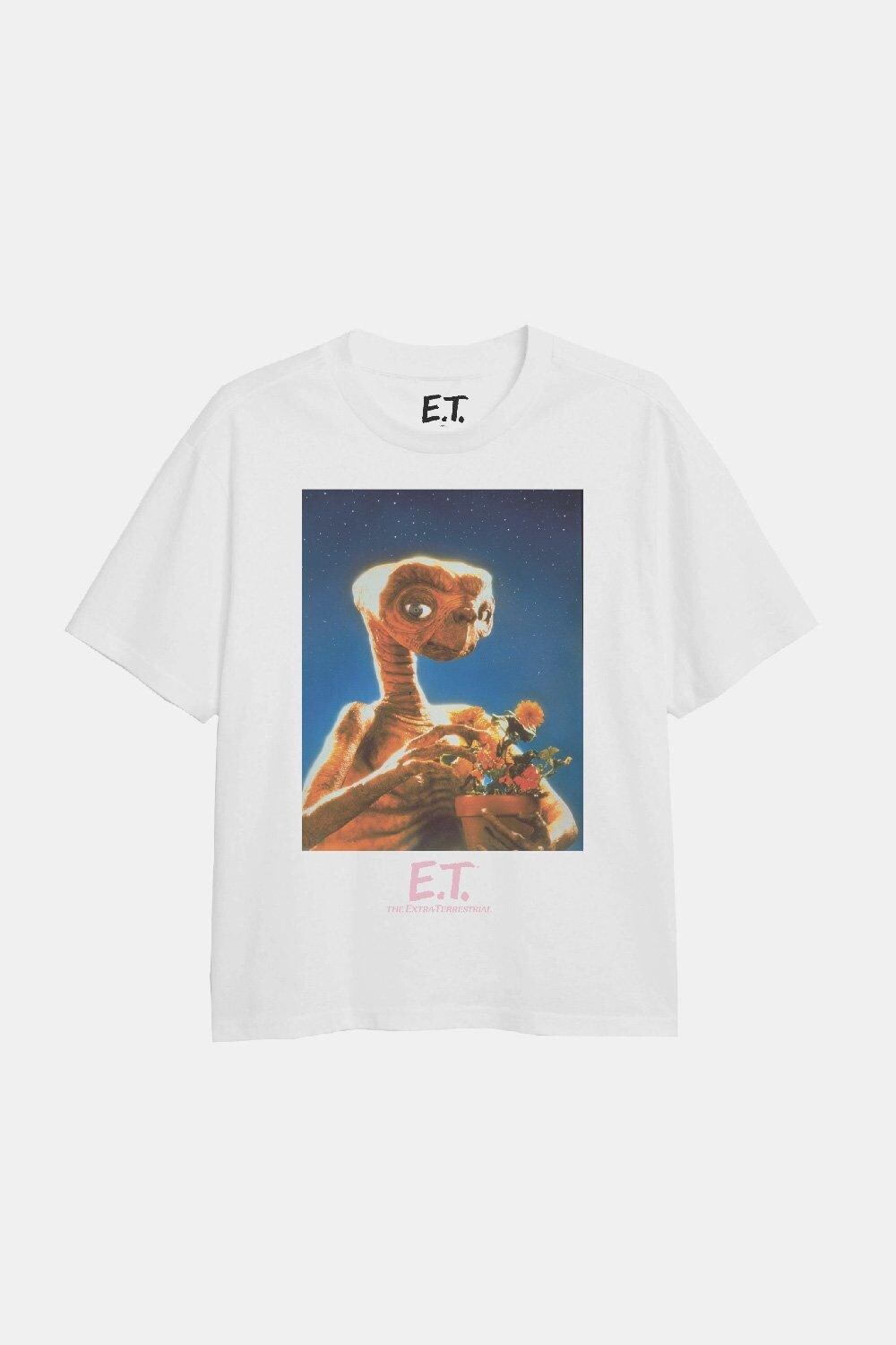 Футболка с цветами для девочек E.T., белый 
Футболка с цветами для девочек E.T., белый