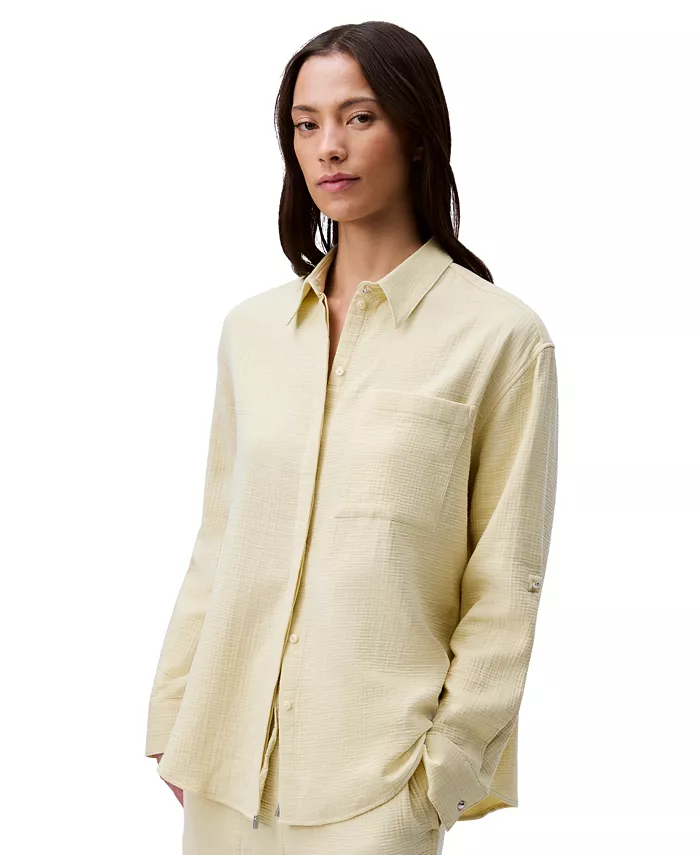 Женская рубашка на пуговицах с рукавами-манжетами из двойного муслина Calvin Klein Jeans, белый
Женская рубашка на пуговицах с рукавами-манжетами из двойного муслина Calvin Klein Jeans, белый