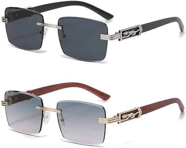 Декоративные солнцезащитные очки с имитацией древесной текстуры и рисунком гепарда, красочные ретро-очки без оправы квадратной формы с металлическим каркасом и изображением головы леопарда GHVWYX, 2pcs Black Green
Декоративные солнцезащитные очки с имитацией древесной текстуры и рисунком гепарда, красочные ретро-очки без оправы квадратной формы с металлическим каркасом и изображением головы леопарда GHVWYX, 2pcs Black Green