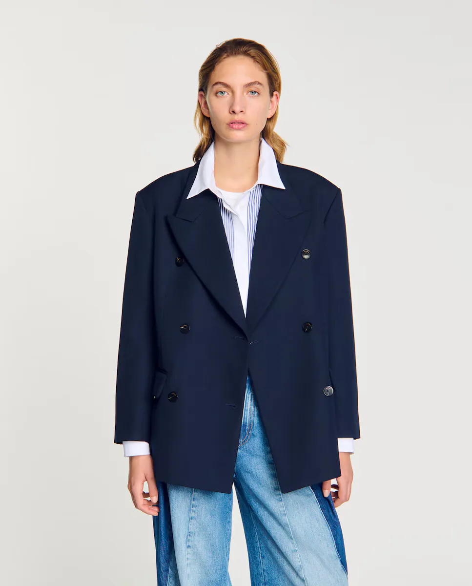 Женский двубортный пиджак Sandro, темно-синий
Женский двубортный пиджак Sandro, темно-синий
